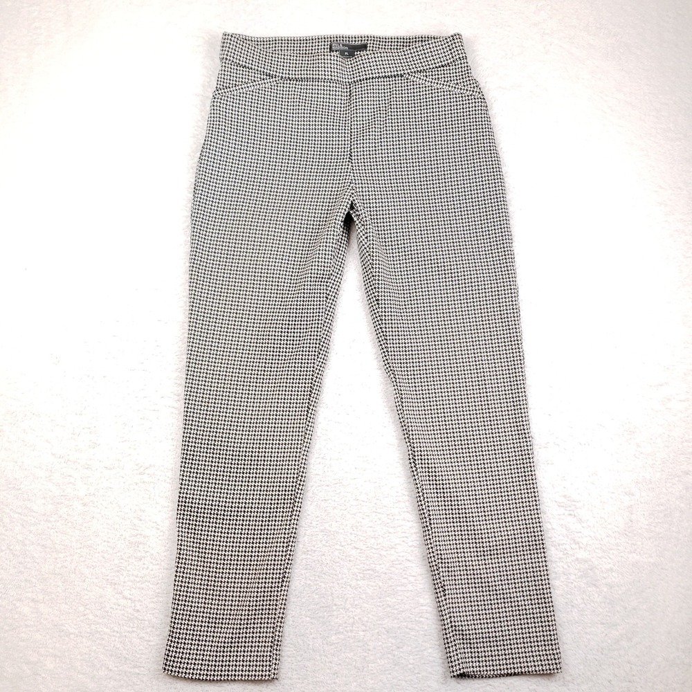 89th & Madison Black White Houndstooth Pull On Tapered Pants Petite Large PL